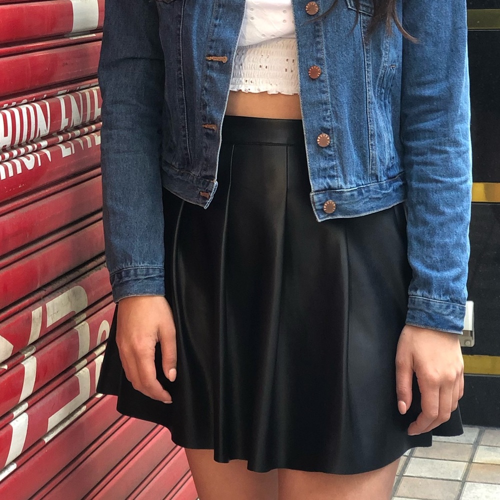 Faux Leather Pleated Mini Skirt